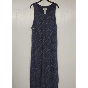 Vintage Directives Blue Maxi Jumper Dress Tank  Button Cottage Fairy 90s Sz L